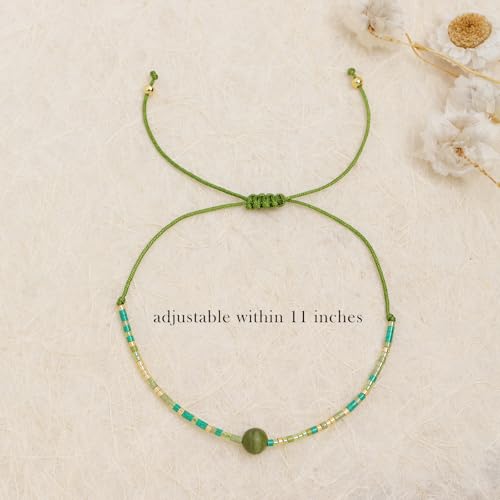 Healing Stone Colorful Beaded Bracelets for Women, Boho Adjustable Handmade Natural Stones Small Beads Friendship Outfit Accessories Jewelry Gift. - color: 0801H