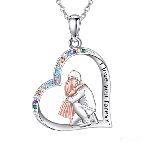 YFN Daughter Gifts from Dad 925 Sterling Silver Daughters Heart Necklace Birthday Christmas - color: Father Daughter Necklace06