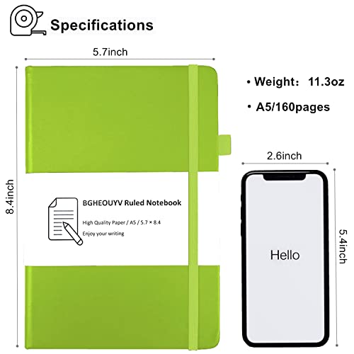 Notebook Journal, College Ruled Notebook Lined A5 160 Pages,Hard Cover Journals for Writing, Notebooks for Work Office School Women Men,5.7 inches x 8.4 inches(Green) - color: Green
