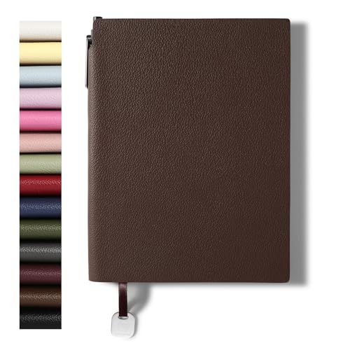 A5 Lined Journal Notebook for Women 160 Pages PU Leather Journaling for Writing - color: 1pack-Dark Brown