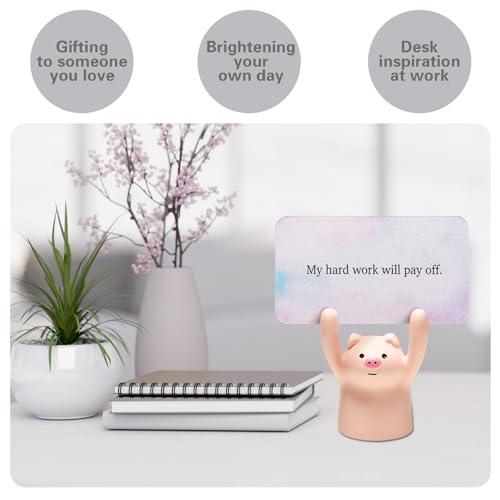 SWITHOM Affirmation Cards with Pink Pig Holder – 31 Positive Daily Messages for Women to Build Confidence & Joy – Cute Aesthetic Desk Accessories, Self-Care Motivational Gift & Inspirational Gifts for Women, Best Friend, Sister