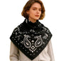 35" Head Scarf Large Square Scarf Like Cotton Hairscarf Fashion Scarves Bandana Night Sleeping Wraps for Women B01 - color: Black Paisley