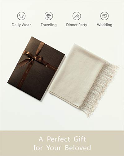 EURKEA Women's Scarf Pashmina Silky Soft Shawls Wraps Stole for Evening, Wedding and Gift - color: Beige