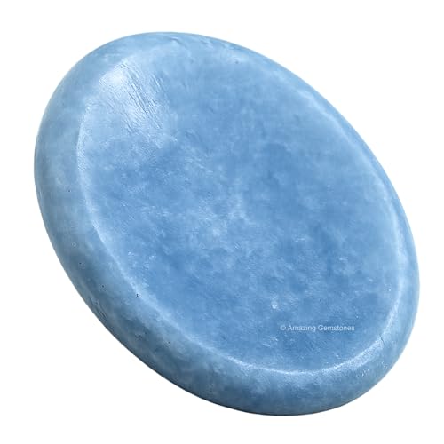 Amazing Gemstone Blue Calcite Worry Stone Crystals and Healing Stones - Worry Stones for Stress Relief Gifts - Piedra Crystal Fidget for Meditation - Unique Stocking Stuffers and Birthday Gifts - color: Blue Calcite