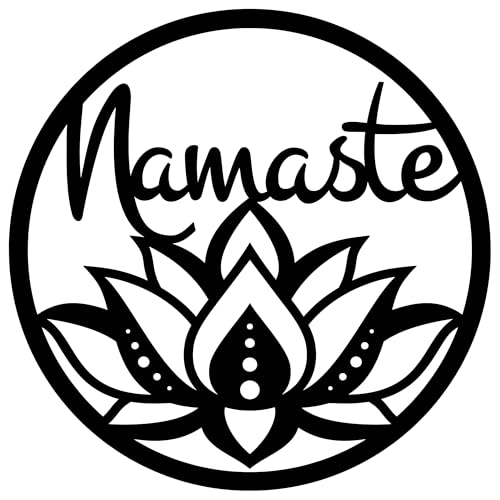 Namaste Lotus Flower Wall Hanging – Handmade Yoga Inspired Metal Décor, Boho Spiritual Artwork for Meditation Room, Mindfulness Studio, or Peaceful Home Accent - size: 18"