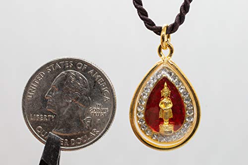 Artschatz Weekday Birthday Buddha Golden Colorful Thai Pendant, Amulet, Necklace, Charm, Sunday, Monday, Tuesday, Wednesday, Thursday, Friday, Saturday - style: Sunday - Phra Tawai Natra “Restraint”