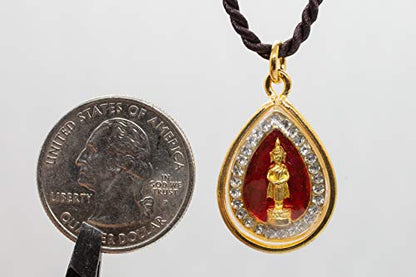 Artschatz Weekday Birthday Buddha Golden Colorful Thai Pendant, Amulet, Necklace, Charm, Sunday, Monday, Tuesday, Wednesday, Thursday, Friday, Saturday - style: Sunday - Phra Tawai Natra “Restraint”