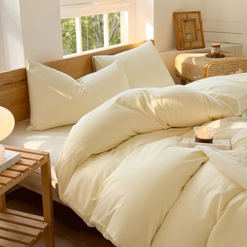 100% Washed Cotton Weighted Blanket Cover, Linen Feel Duvet Cover for Weighted Blanket 60"x80", Plain Simple Cotton Heavy Blanket Duvet Cover (Cream White, 60"x80") - color: Cream White (No Blanket), size: 60"x80"