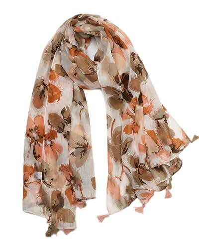 YOUR SMILE Large Boho Scarf for Women Lightweight Floral Printed Scarves Fall Winter Fashion Fringed Shawl wraps - color: 30