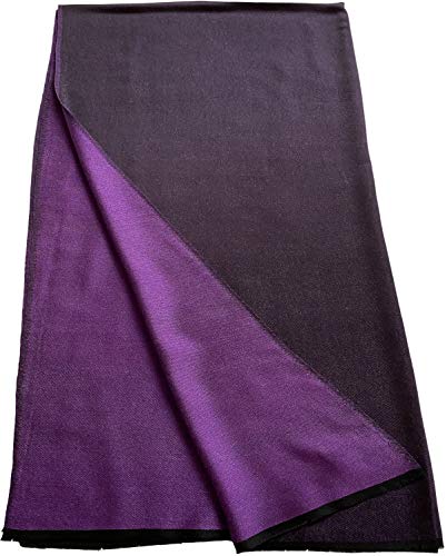 CJ Apparel Solid Color Fringe Design Fringe Shawl Scarf Wrap Stole Throw Head Wrap Pashmina Gift Hand Made in Nepal New - color: Black & Purple