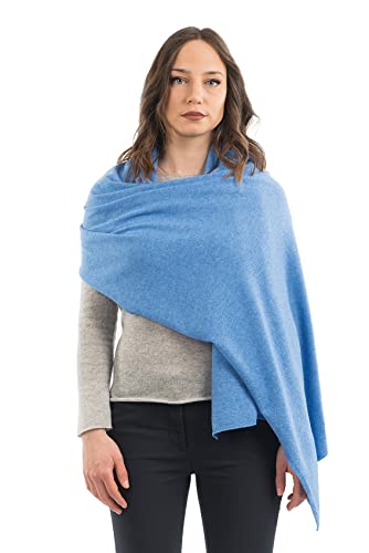 Dalle Piane Cashmere Womens Wool Cashmere Blend Stole Soft Italian Shawl Wrap for Wedding Evening Gift Made in Italy - color: Light Blue