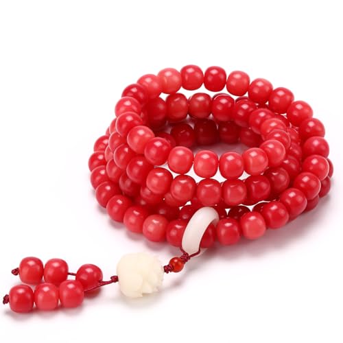 Mala Bead Strand Bracelet, 108 Buddhist Prayer Beads Yoga Meditation Green Malachite Beads Necklace Women man - style: 10mm Red Wine