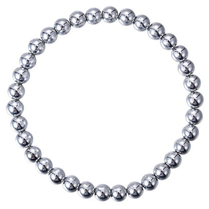 BRCbeads Gemstone Bracelets Natural Gemstone Birthstone Handmade Healing Power Crystal Beads Elastic Stretch 7.5 Inch Gift Box Unisex - color: Silver Hematite