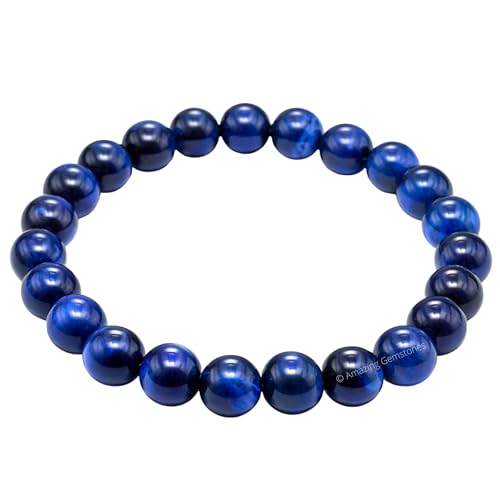 Amazing Gemstone Crystal Bracelet for Women Men's Gifts - Protection Healing Crystal Bracelet - 8mm Gemstone Beaded Stretchable Bracelet Pulseras Para Hombres Mujer Stocking Stuffers Mothers Day Gift (Blue Cat's Eye) - color: Blue Cat's Eye