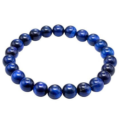 Amazing Gemstone Crystal Bracelet for Women Men's Gifts - Protection Healing Crystal Bracelet - 8mm Gemstone Beaded Stretchable Bracelet Pulseras Para Hombres Mujer Stocking Stuffers Mothers Day Gift (Blue Cat's Eye) - color: Blue Cat's Eye