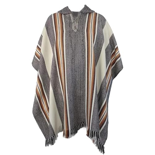 Gamboa Alpaca Wool Poncho Men with Hood Adult Cowboy and Western Ponchos