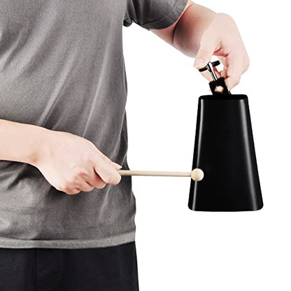Eastrock 7 inch Metal Steel Cow Bells Noise Makers Hand Percussion Cowbell with Stick for Drum Set - size: 7''