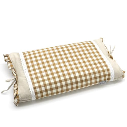 Upgrade Buckwheat Pillows for Sleeping, Neck Pillow Adjustable Buckwheat Hulls Filled with Pillow Cover Neck Support for Back and Side Sleepers (20x11 inch, Khaki) - color: Plaidkhaki