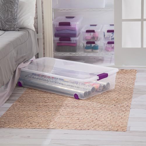 Sterilite 12-Pack ClearView Latch Box, Wheeled Underbed Organizer Bins for Home, 60 Quart - size: 12 Pack, style: 60 Quart