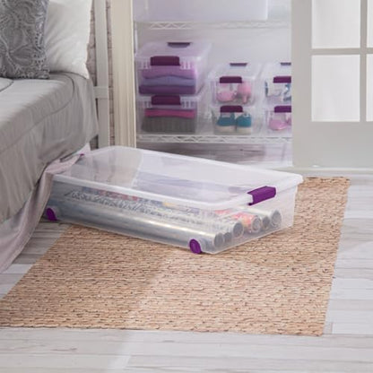 Sterilite 12-Pack ClearView Latch Box, Wheeled Underbed Organizer Bins for Home, 60 Quart - size: 12 Pack, style: 60 Quart