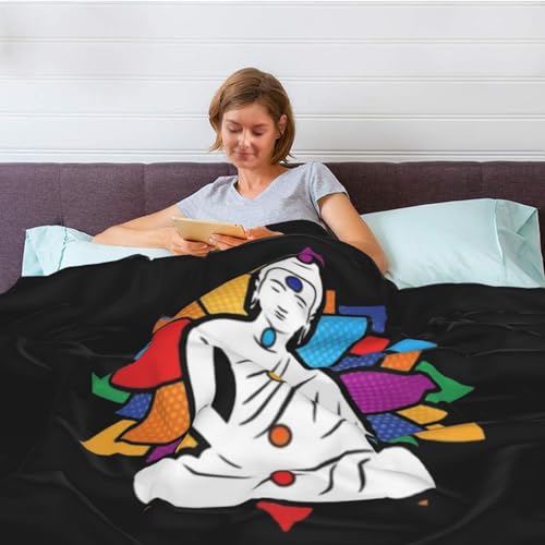 Buddha Chakra Meditation Super Soft Ultra-Fine Wool Blanket Sofa Living Room Linen Blanket Bedding Sofa Cover Blanket Soft Bed Blanket for Sofas and Beds - size: 50"x40"