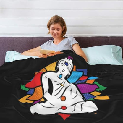 Buddha Chakra Meditation Super Soft Ultra-Fine Wool Blanket Sofa Living Room Linen Blanket Bedding Sofa Cover Blanket Soft Bed Blanket for Sofas and Beds - size: 50"x40"
