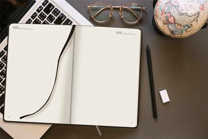 Plexon Dotted Journal Notebook, Notebook Journal 160 Pages, Dotted Notebook Medium 5.7 inches x 8 inches, 120 GSM Thick Paper, Black, Hardcover - color: Black, style: Dotted