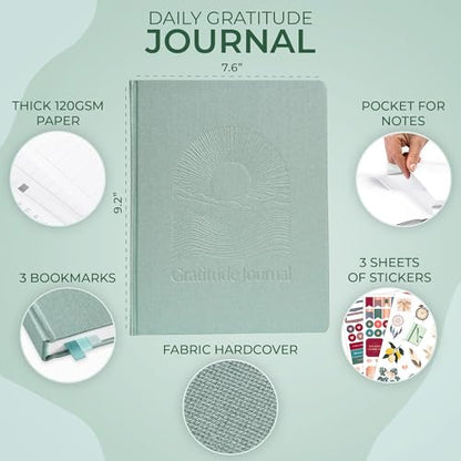 Skyline Daily Gratitude Journal – Guided Fill In the Blank Notebook for Inspirational Journaling –Positive Affirmation Planner (Ice River)