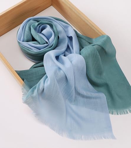 Women's Cotton Scarves Lady Light Soft Fashion Solid Scarf Wrap Shawl - color: 3 # Hole Green Light Blue