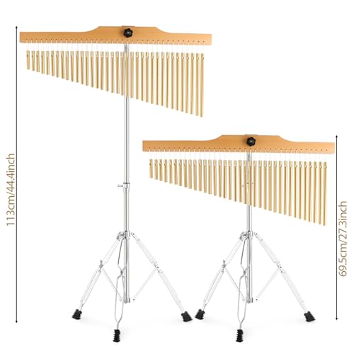 EASTROCK 36 Note Chimes Musical Instruments Percussion Instrument Single-row Chime Bar Chimes Percussion Height-Adjustable Stand Gold - color: 36note Gold