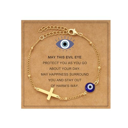 Triple Threat Protection Bracelet for Women,Evil Eye Natural Healing Crystal Beaded Bracelet for Protection - style: Evil Eye Bracelet (C)