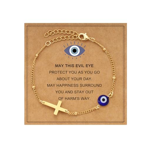 Triple Threat Protection Bracelet for Women,Evil Eye Natural Healing Crystal Beaded Bracelet for Protection - style: Evil Eye Bracelet (C)