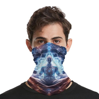 Neck Gaiter Meditation Energy Balaclava Windproof Face Mask Scarf for Men Women Sun Protection Headwear Breathable Face Cover Bandana for Skiing Hiking 19.6x9.8 Inch