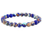 Handmade Natural Imperial Jasper Gem Semi Precious Gemstone 8mm Round Beads Stretch Bracelet 7" Unisex - color: Blue