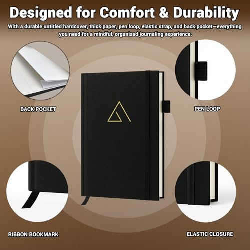 Guided Anxiety Journal for Women & Men – Cognitive Behavioral Therapy (CBT) Journal with Mindfulness Prompts, Anti-Anxiety Techniques, Overthinking & Brain Dump Journals – A Thoughtful Gift for Mental Health & Wellness - color: Black