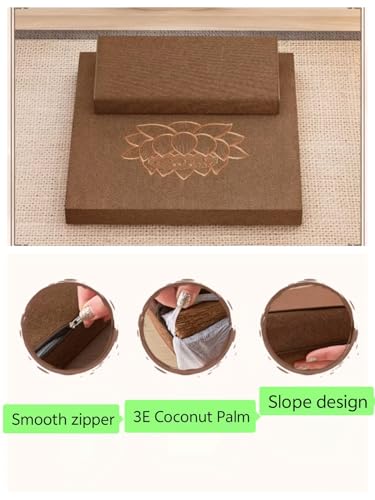 Large Meditation Mats, Meditation Meditation Mats, Futons, Household Folding, Thickened Fabrics, Coconut Palm, Kneeling Mats(Size:60x60cm(24x24inch),Color:Earthy Yellow-1)