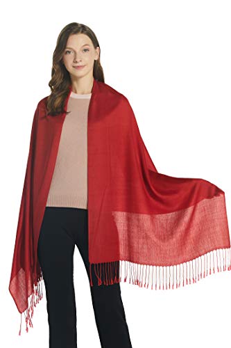 EURKEA Women's Scarf Pashmina Silky Soft Shawls Wraps Stole for Evening, Wedding and Gift - color: Rusty Red