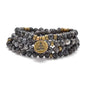 108 Mala Beads Bracelet Necklace with Yoga Symbol Buddha Charm – Gold-Plated Meditation Jewelry, Healing Stone, Ideal Spiritual Gift for Yoga & Meditation - style: Labradorite