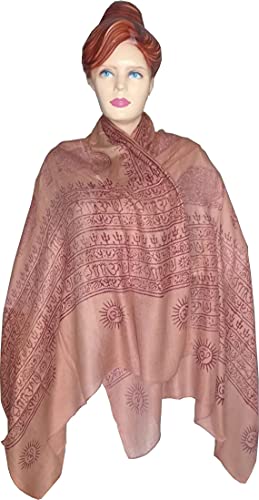 KVR Hindu Pooja Religious Cotton Indian prayer scarf with OM Krishna Ganesha Shiva Nataraja yoga spiritual auspicious prints - color: Brown-ganesha