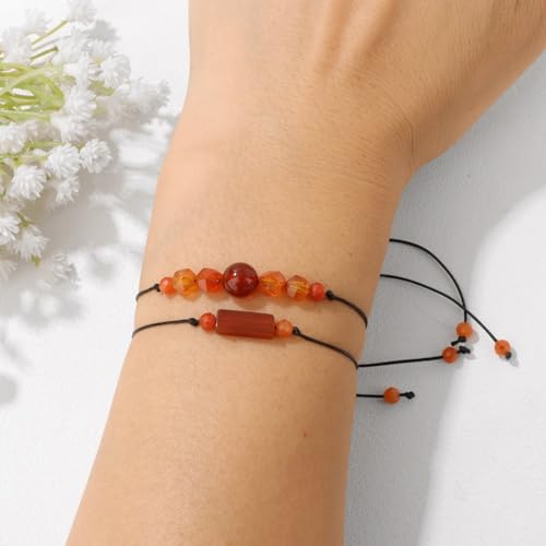 2Pcs Triple Protection Empath Energy Protection Bracelets Black Obsidian and Tiger Eye Evil Eye Carnelian Amethyst Natural Stone Jewelry for Women Men Gifts for Him Her - style: Carnelian