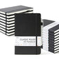 feela 18 Pack Journal Notebook for Work, Business Notebook Bulk Hardcover Lined Writing Journal with Pen Holder for Men Women Note Taking, with 18 Black Pens, 120 GSM, 5.1”x8.3”, A5, Black