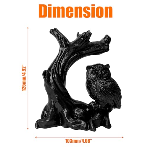 Owl Sphere Holder Crystal Stand Ball Resin Display – 4.92''x4.06'' Natural Quartz Wood Base Figurine, Stable Desktop Decoration for Bedroom, Office, Living Room, Study – Crystal Ball Decor Gift
