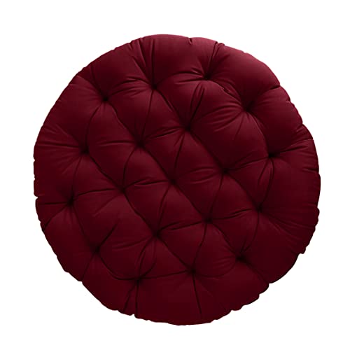Sorra Home Tufted Papasan Cushion - Bucket & Moon Chair Comfy Round Cushion - Floor Pillow with Plush Foam for Indoor Furniture (Frame Not Included) - Burgundy (44" x 44" x 4") - color: Burgundy, size: 44 in x 44 in x 4 in