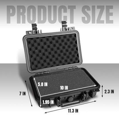 Jack Boss 11.3x 7x 2.3 Inch Hard Case, Portable Weather Waterproof Protective Camera Case with Customizable Foam, Fit Use of Drones, Camera, Equipments, Black - color: BLACK, size: 11.3x7x2.3 in