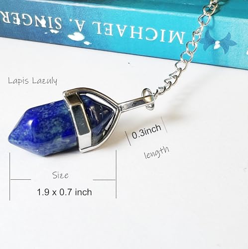 Third Eye Chakra Book Mark - Lapis Lazuli Double-Terminated Pendant & Intuitive Affirmation, Collectible 7-Chakra Set for Spiritual Healing & Inner Vision Tower Book - color: Chakra 6
