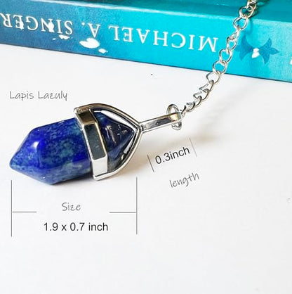 Third Eye Chakra Book Mark - Lapis Lazuli Double-Terminated Pendant & Intuitive Affirmation, Collectible 7-Chakra Set for Spiritual Healing & Inner Vision Tower Book - color: Chakra 6
