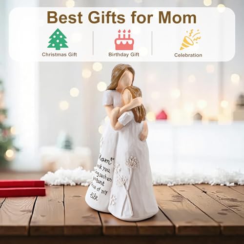 Mom Gifts from Daughter, Mother Daughter Figurine, Hand-Painted Resin Sculpture, Meaningful Birthday Mothers Day Valentines Day Gift, Home Decor Keepsake (Mother Daughter Hug) - color: Mother Daughter Hug Figurine