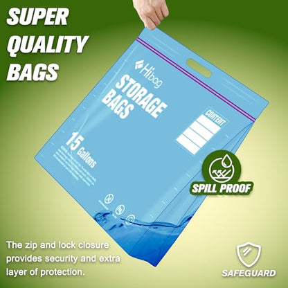 15 Gallon Large Storage Bags, 24” x 24” Zipper Bags with Handle, Extra Large XL Zip Top Bags for Clothes Travel Moving, Blue, Pack of 5 - size: 15gallon-5p