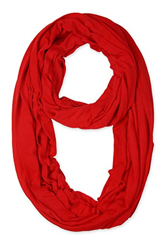 corciova Black Soft Girl Women Infinity Wrap Scarf Stretchy Jersey Knit Sleep Head Circle Scarf Continuous Loop Light Weight - color: 106 Red