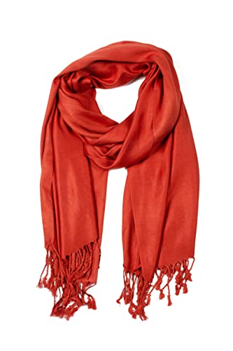 Sakkas 78" X 28" Rayon from Bamboo Soft Solid Pashmina Feel Shawl/Wrap/Stole - color: Rust